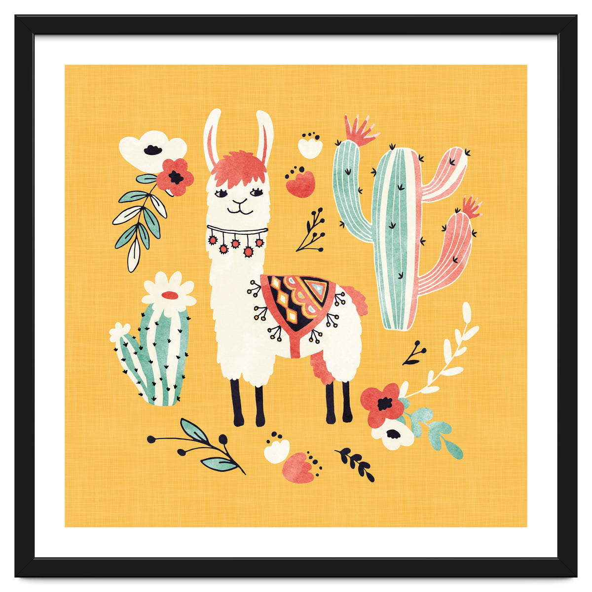 White Llama With Flowers