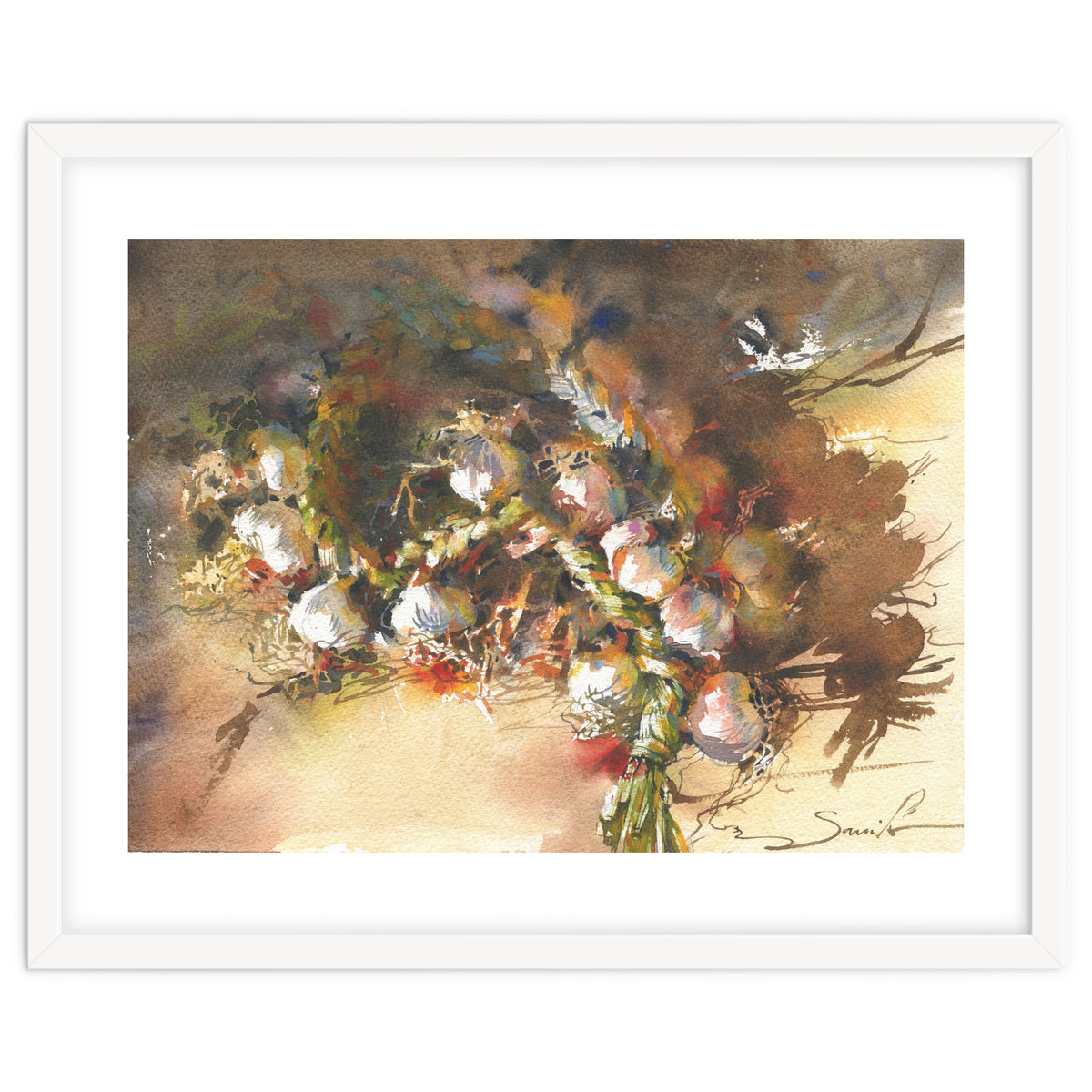 Still life garlic Watercolor