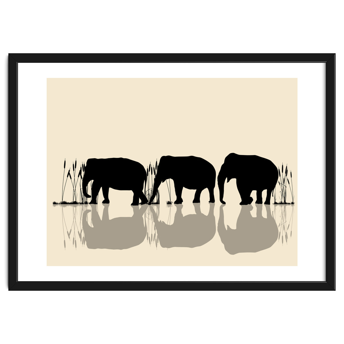 Elephants Crossing Water