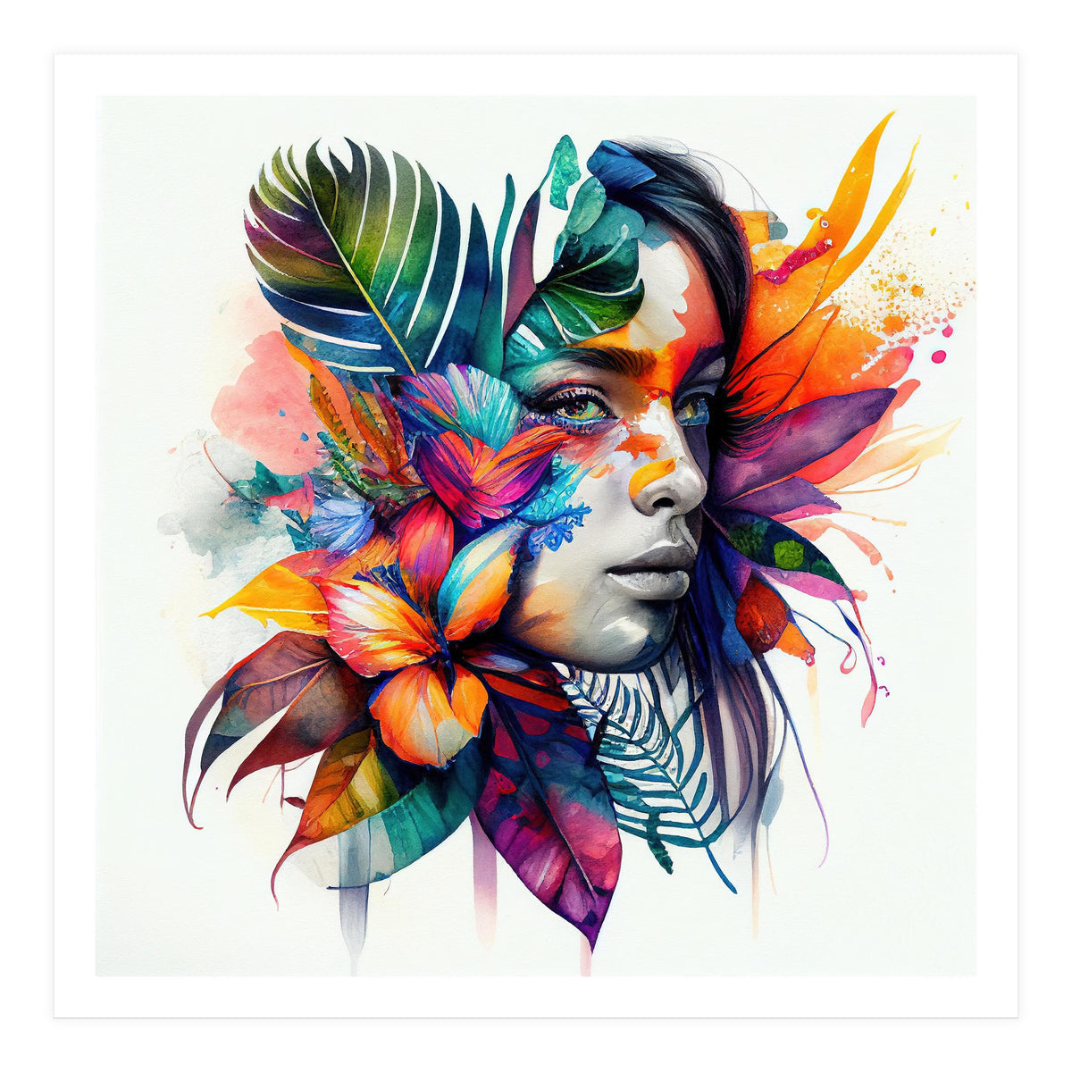 Watercolor Native Woman #1 (Print Only)