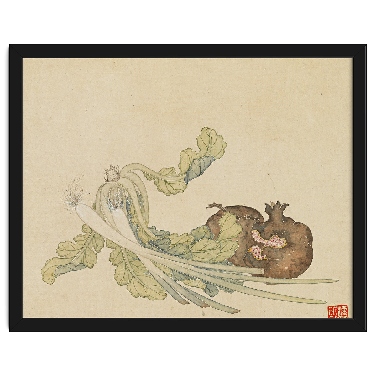 Wang Chengyu ~flowers, Vegetables, Pomegranates, Onions, Chinese Cabbage, Vegetables