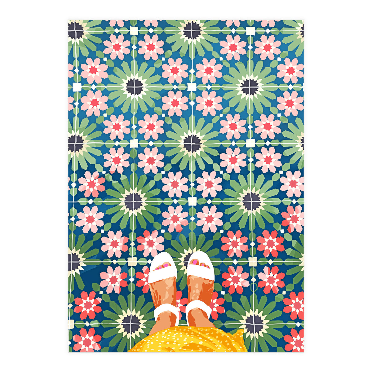 For The Love of Tiles | Moroccan Modern Bohemian Décor | Exotic Travel Watercolor Painting (Print Only)