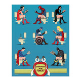 Superheroes on the Toilet, funny poo humour (Print Only) thumbnail