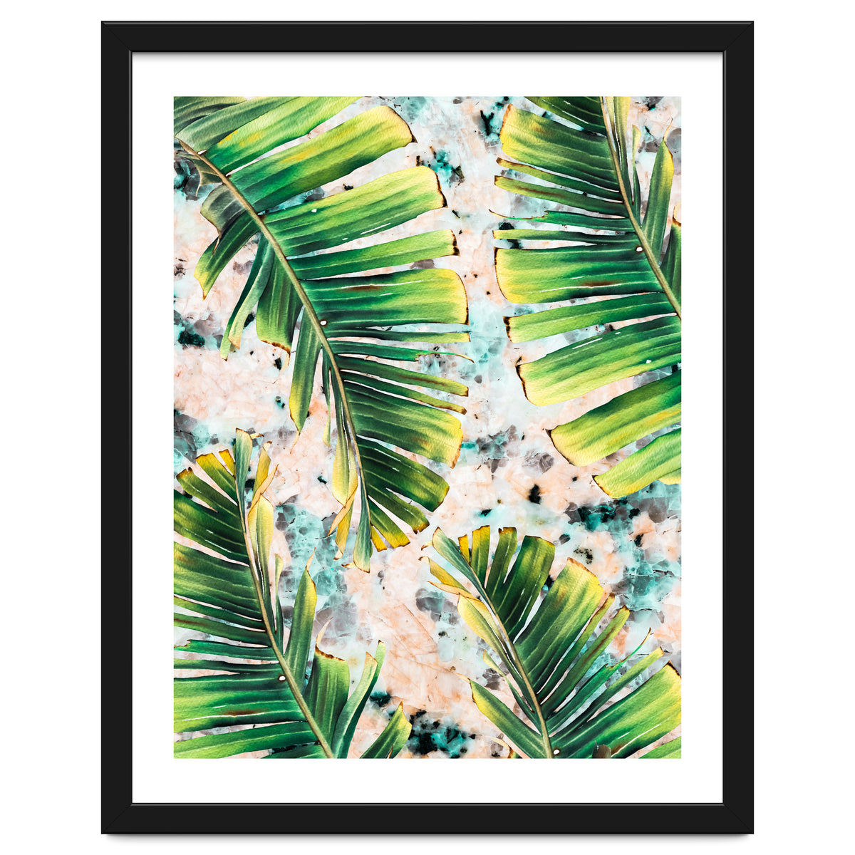 Palm leaf on marble 02