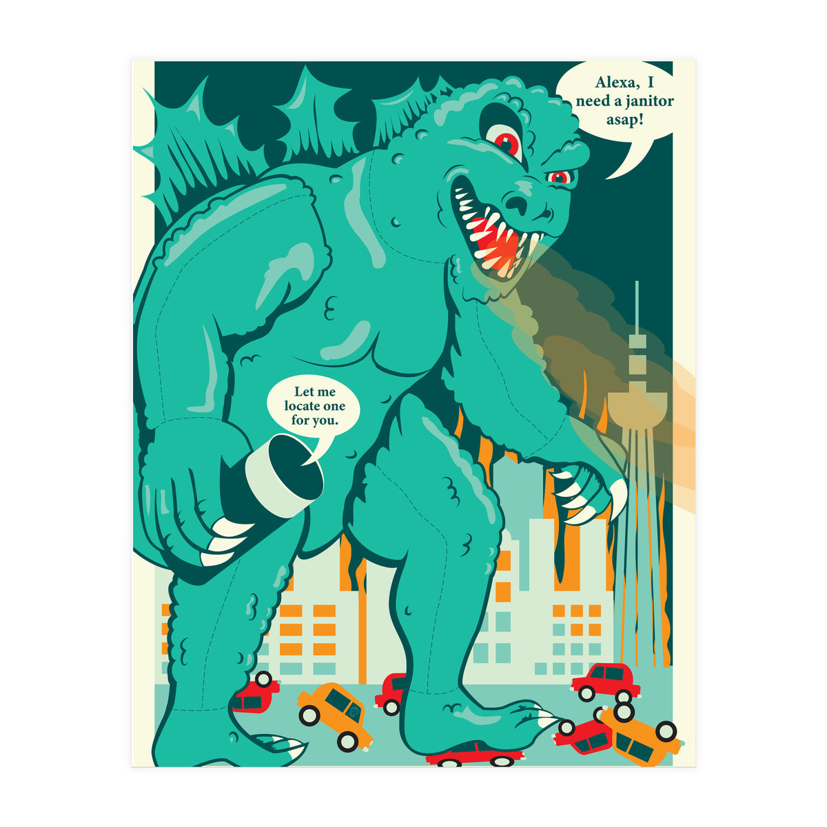 Godzilla vs Alexa (Print Only)