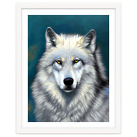 The Wolf, Animal Portrait Painting, Wildlife Forest Jungle Dog, Mystery Eclectic Rustic