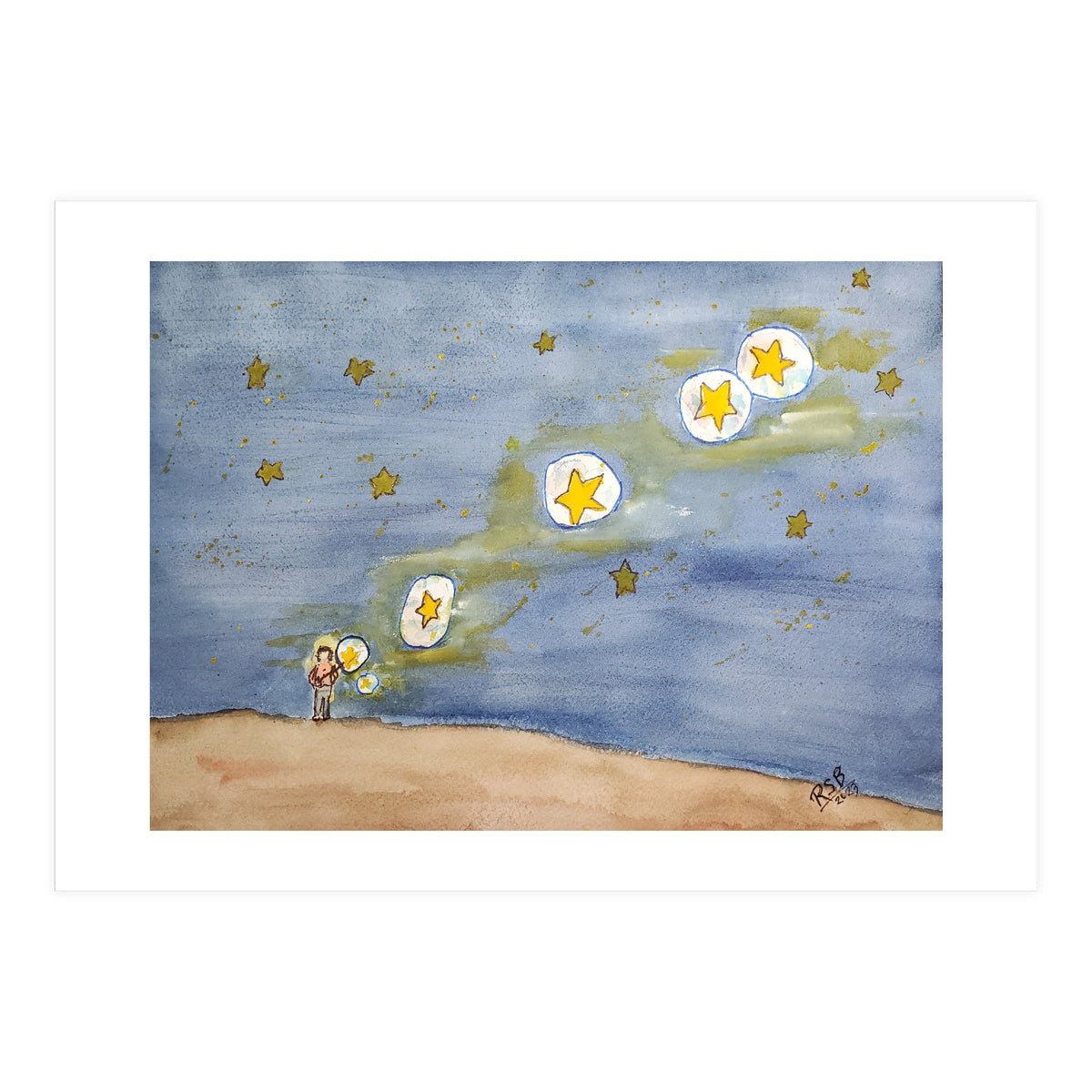 He Dipped the Bubble Wand, Waved his Arm, and Filled the Sky With Stars (Print Only)
