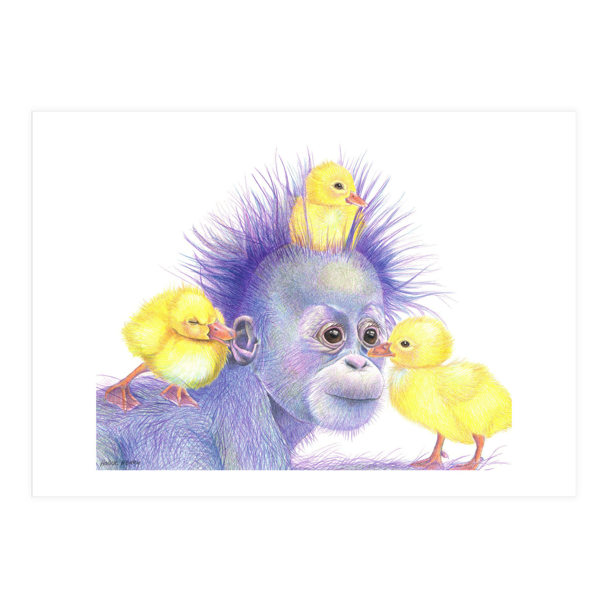 Purple Orangutan and Ducks (Print Only)