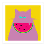 Watermelon Lilac Cat  (Print Only) thumbnail