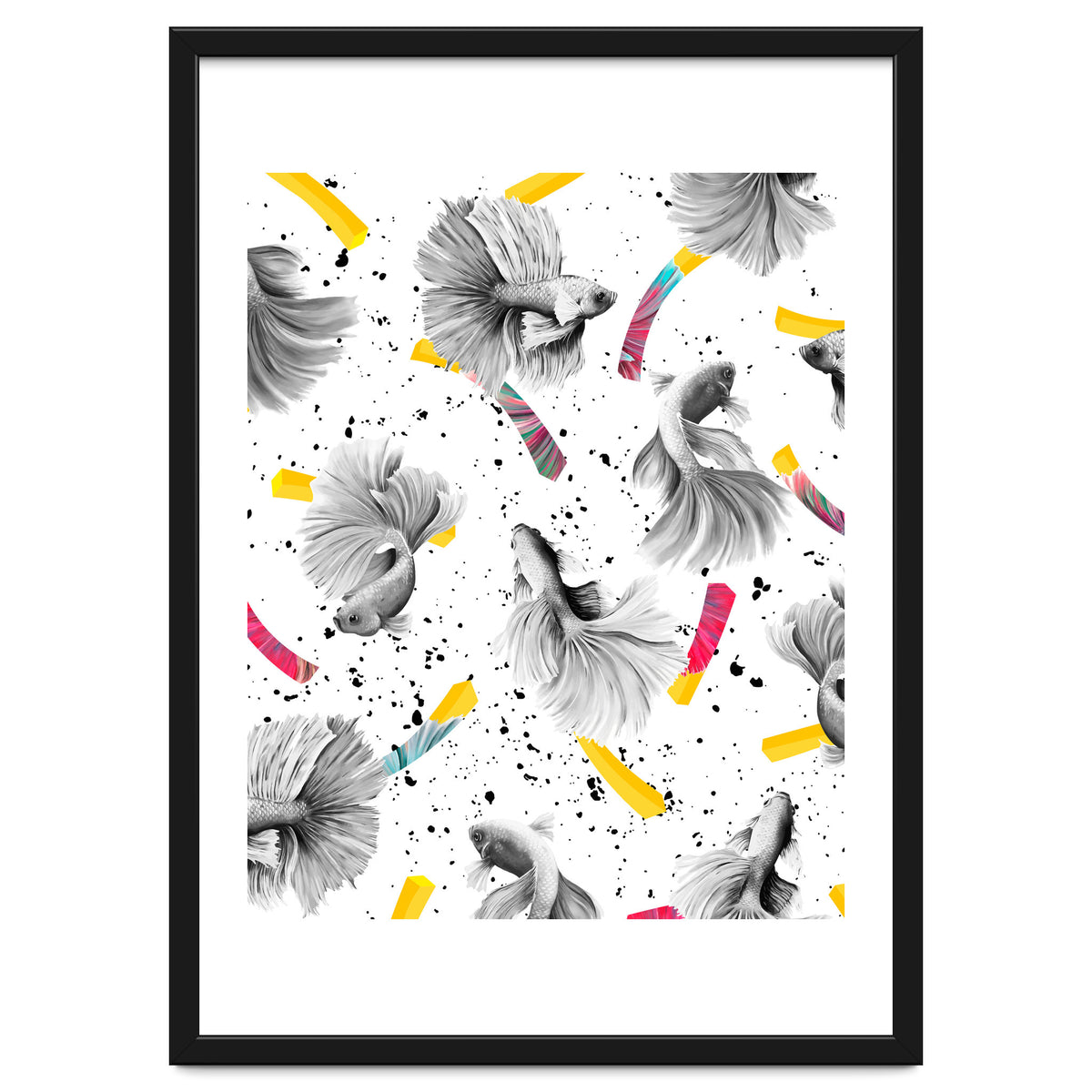 Fish & Chips, Eclectic Quirky Vintage British, French Fries Food Boho Illustration Graphic