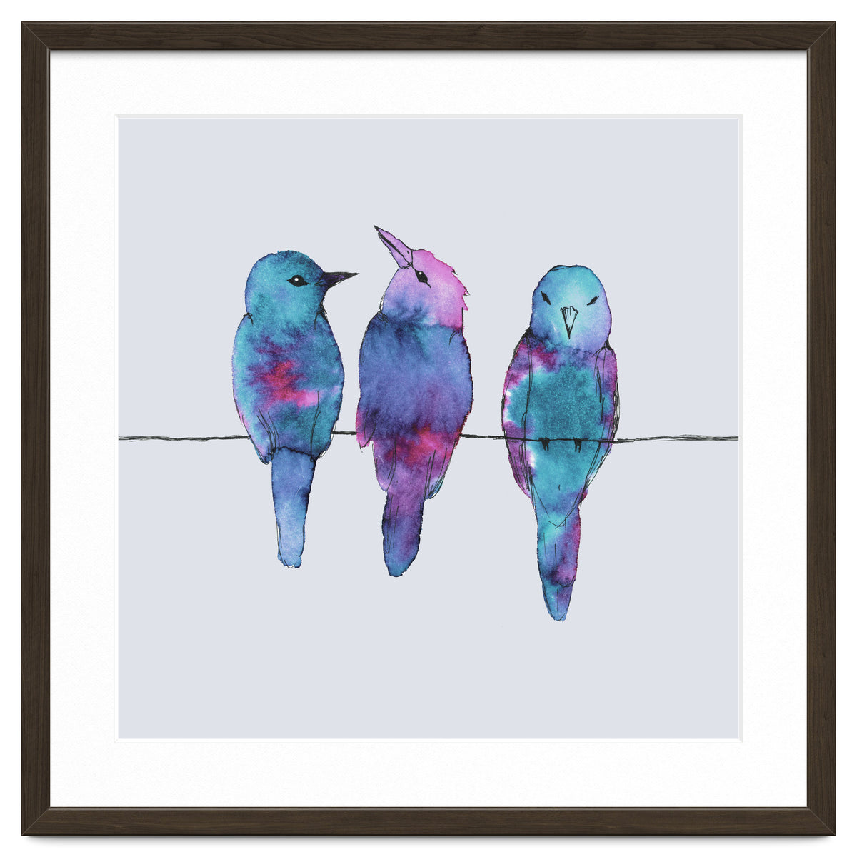 Three birds on a wire