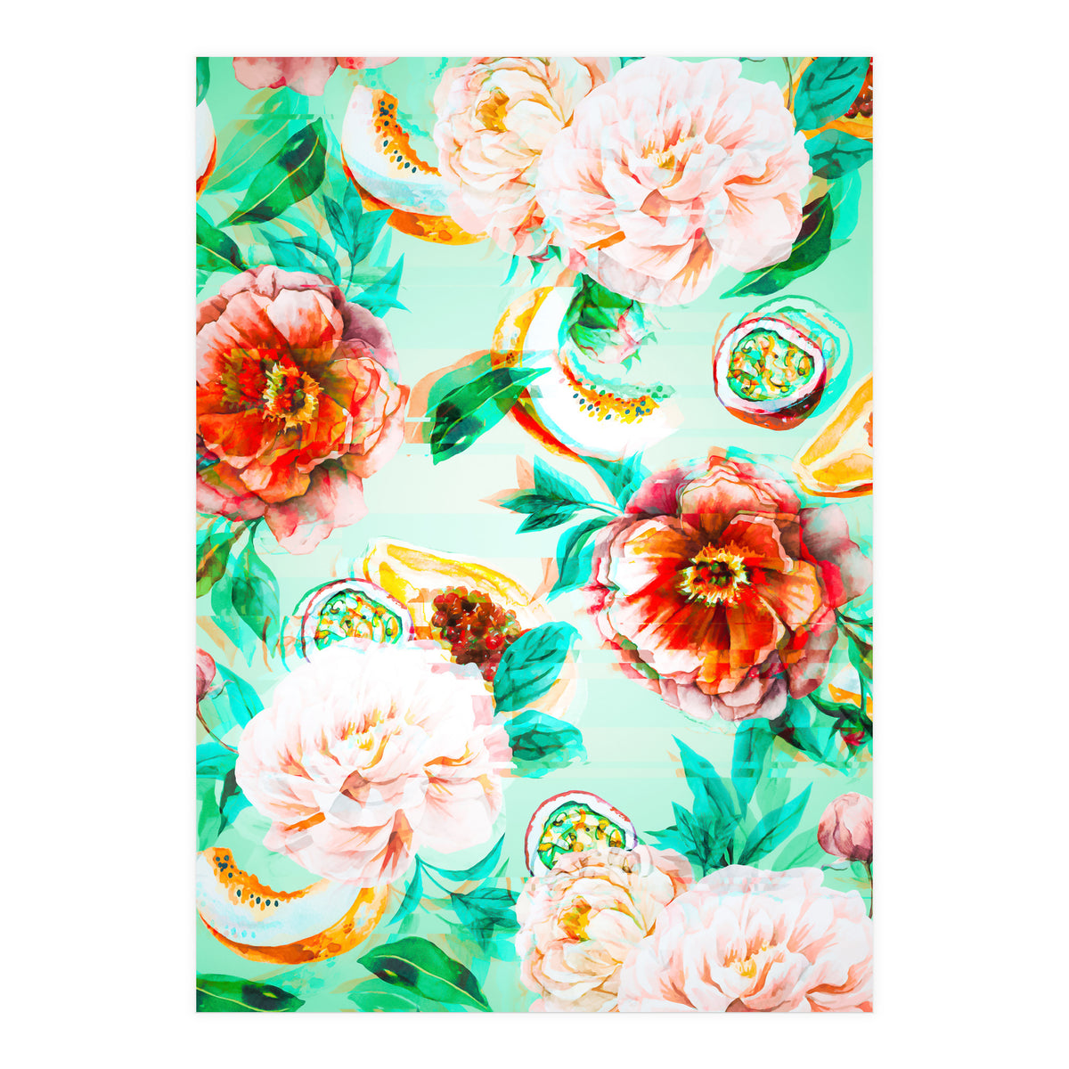 Tropical flowery fruit glitch  (Print Only)