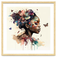 Watercolor Butterfly African Woman #11