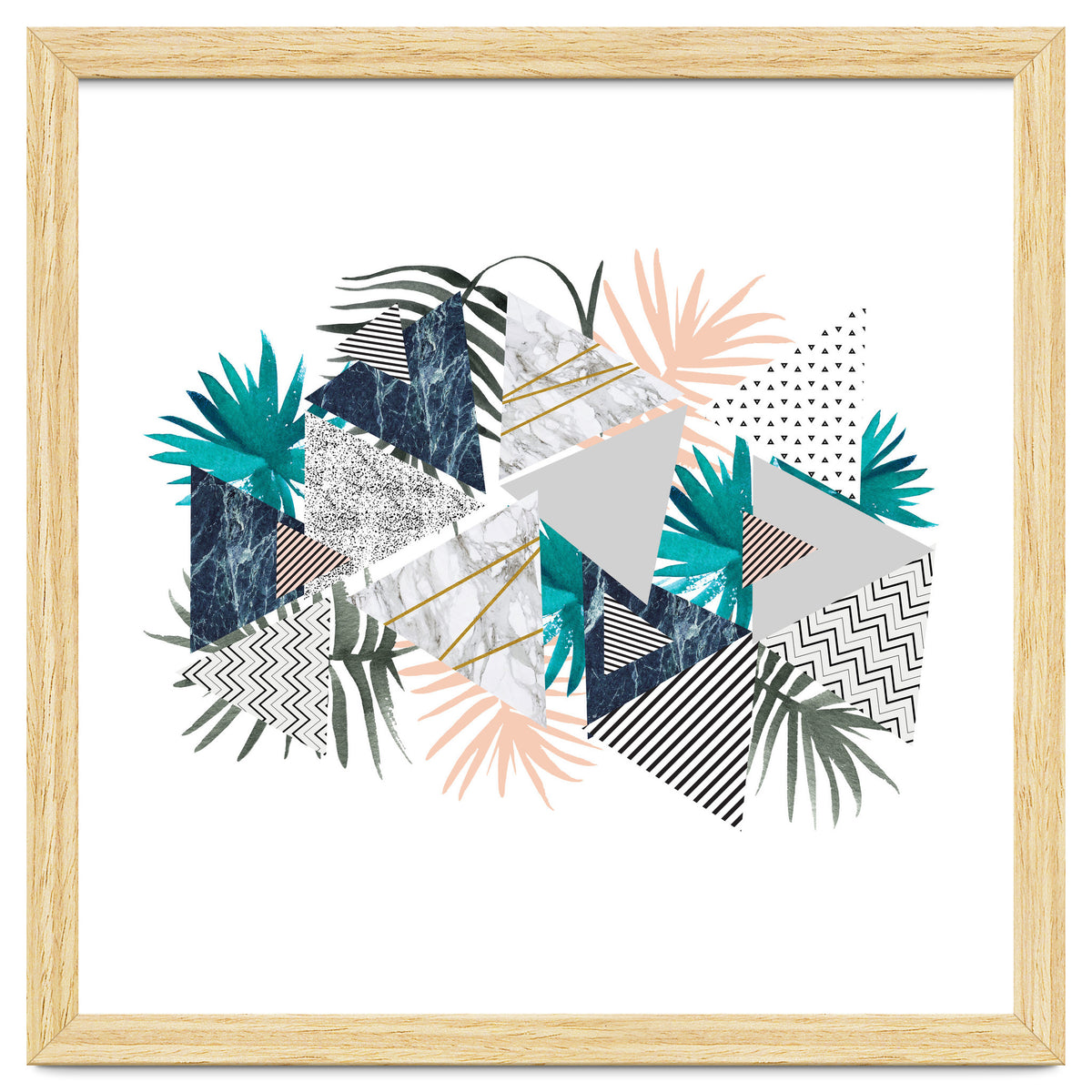 Abstract of geometric patterns with plants and marble I