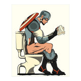 Captain America on the Toilet, funny bathroom humour (Print Only) thumbnail