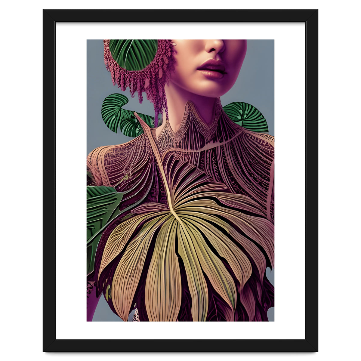Woman in Monstera Deliciosa Leaves