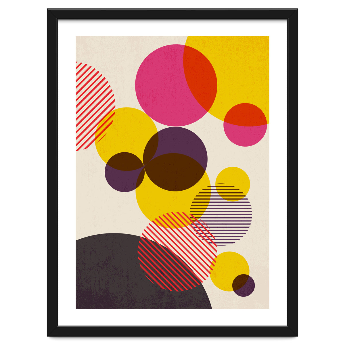 Dots in Yellow, Raspberry and Dark Purple