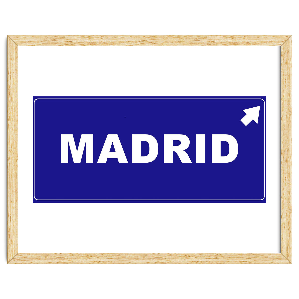 Let`s go to Madrid, Spain! Blue road sign