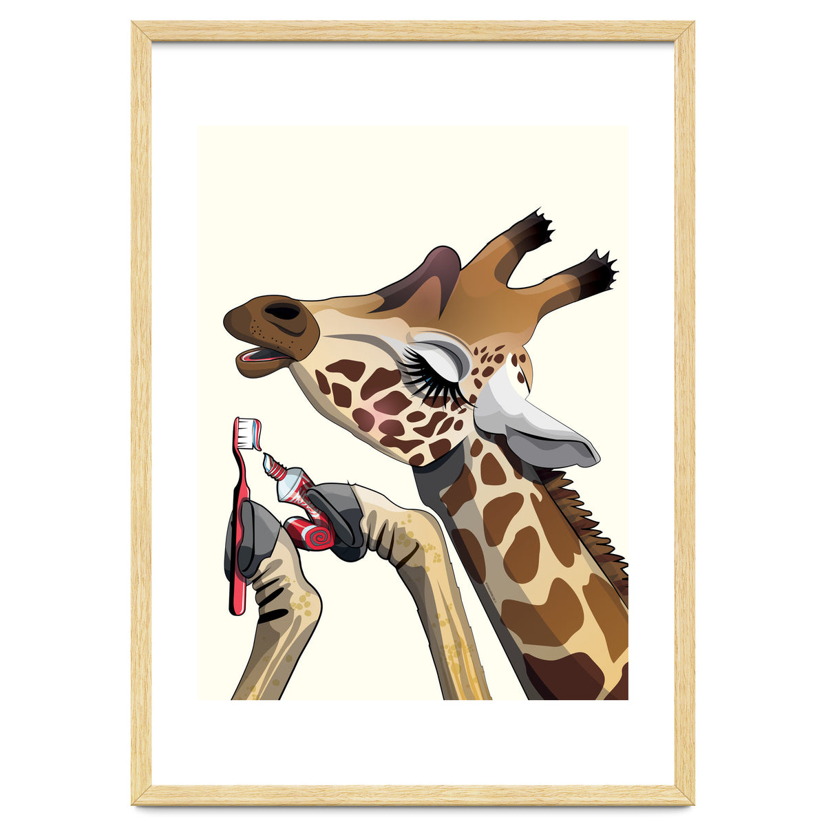 Giraffe Brushing Teeth, Funny Bathroom Humour