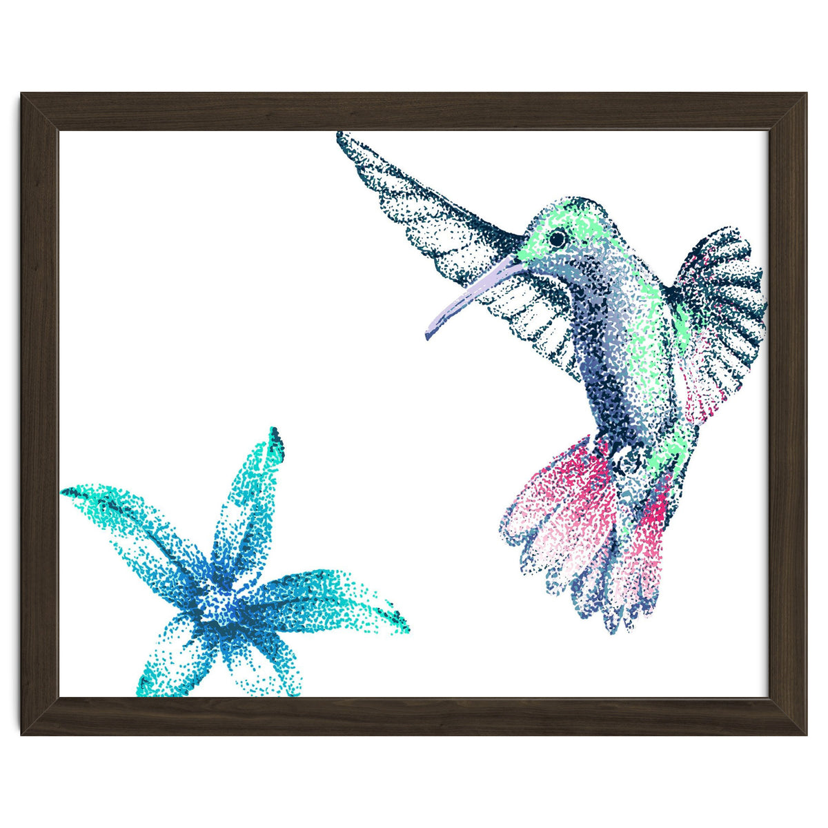 Green Hummingbird And Tropical Flower