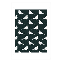White Bird Pattern On Black (Print Only)