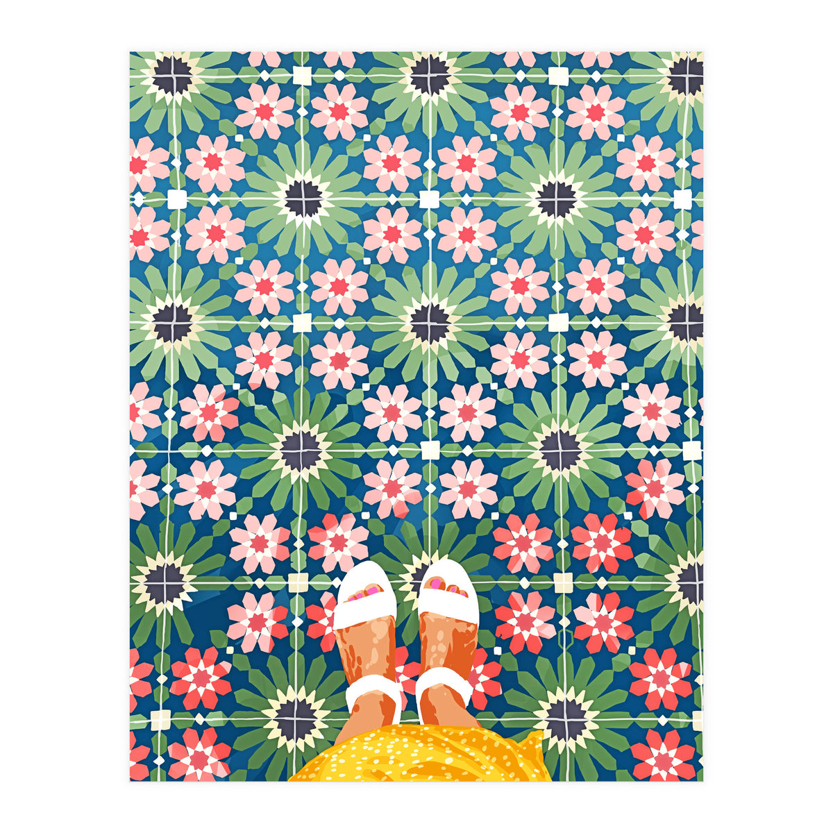 For The Love of Tiles | Moroccan Modern Bohemian Décor | Exotic Travel Watercolor Painting (Print Only)