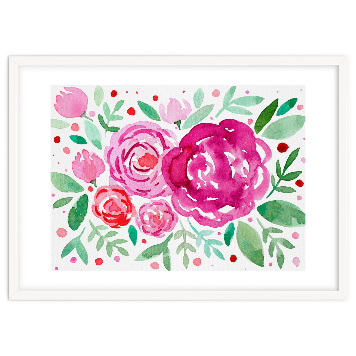 Watercolor roses in pink