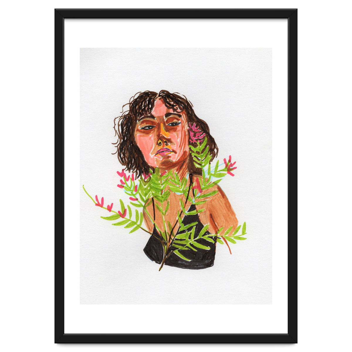 Portrait Lady with Flowers