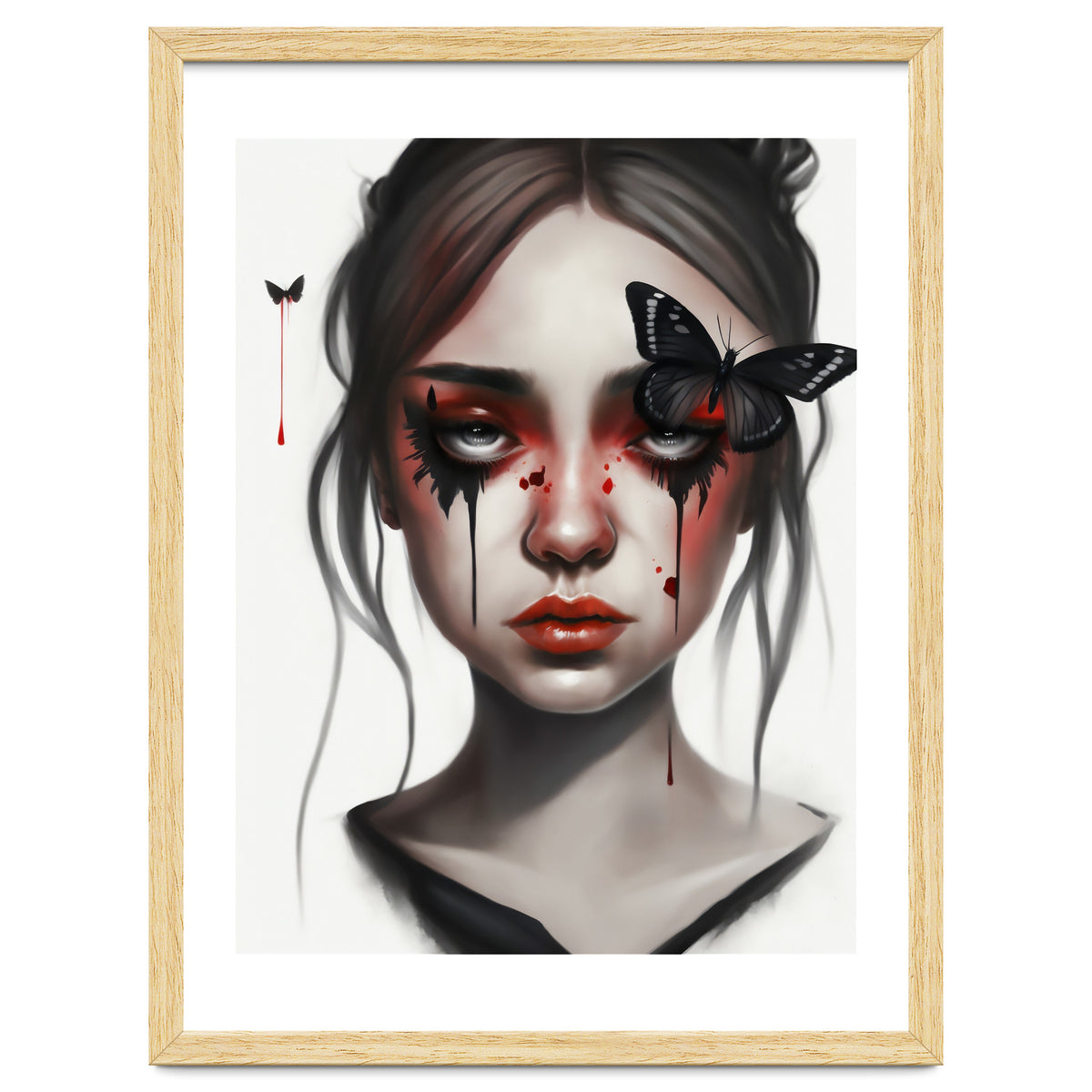 Goth Girl With Butterflies Portrait