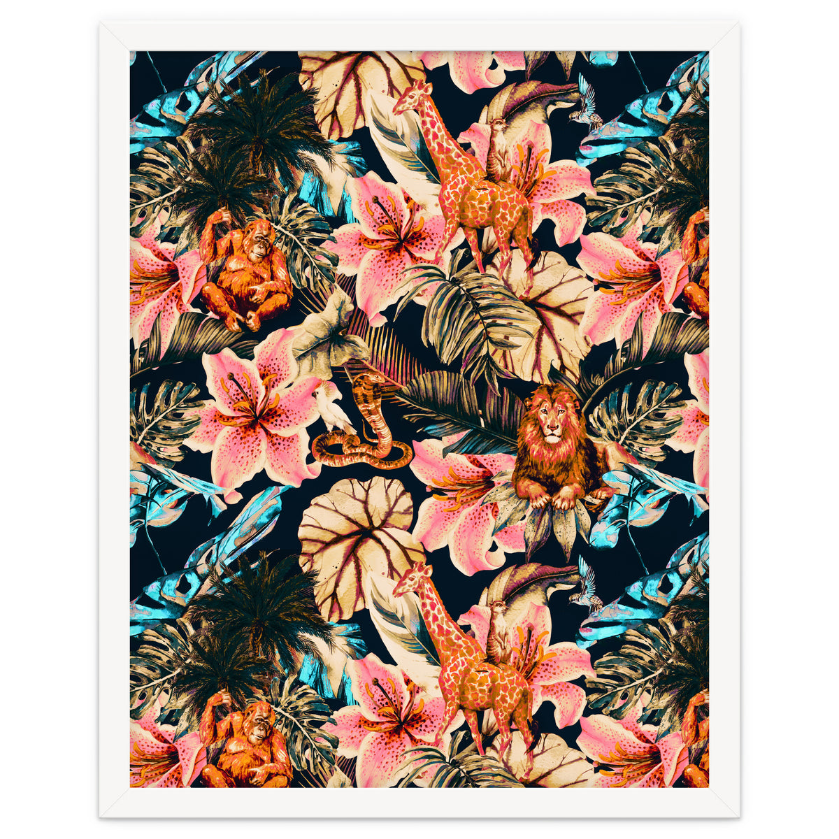 Wild animals in the dark of the jungle 02