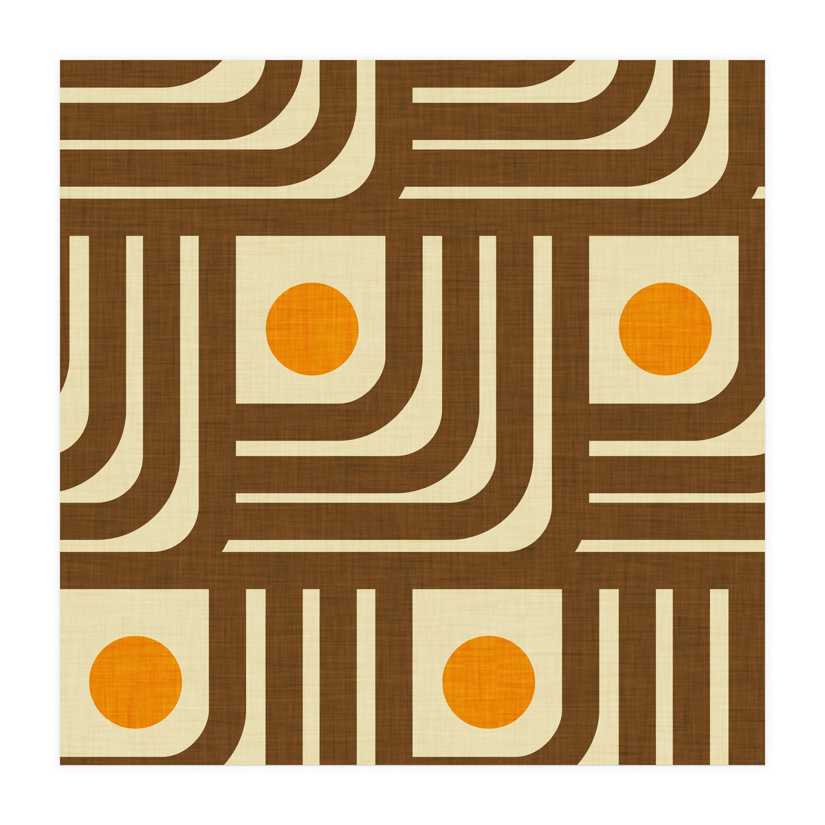 70s Curve Lines Brown Orange  (Print Only)