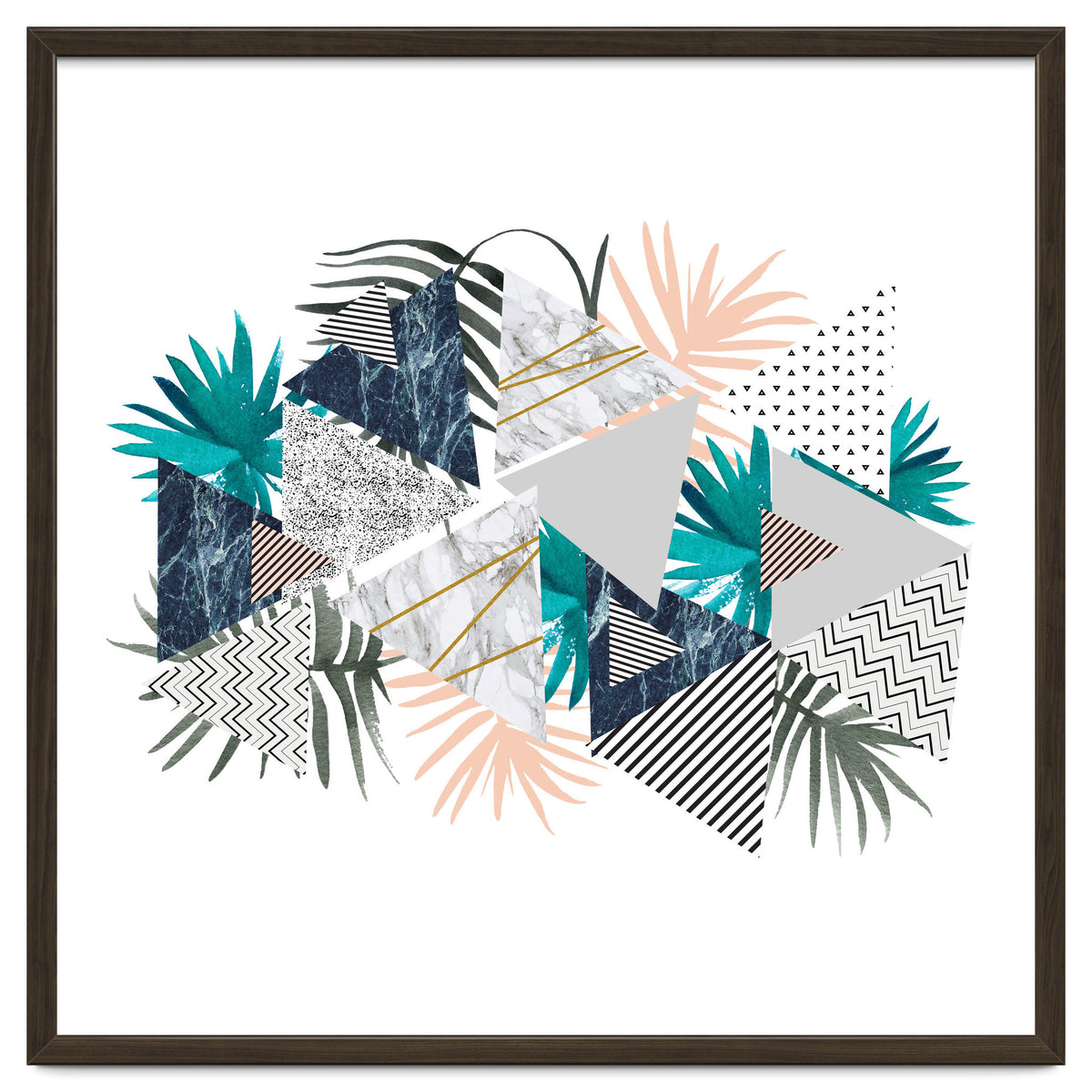 Abstract of geometric patterns with plants and marble I