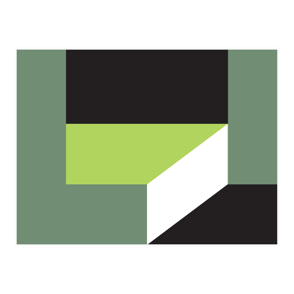 Geometric Shapes No. 83 - lime & grey (Print Only)