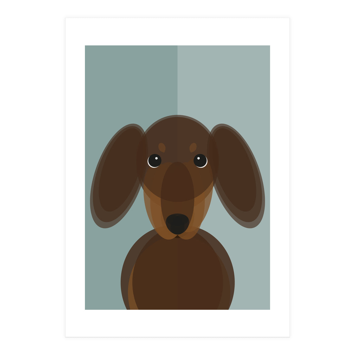 Mid Century Geometric Dachshund Dog (Print Only)