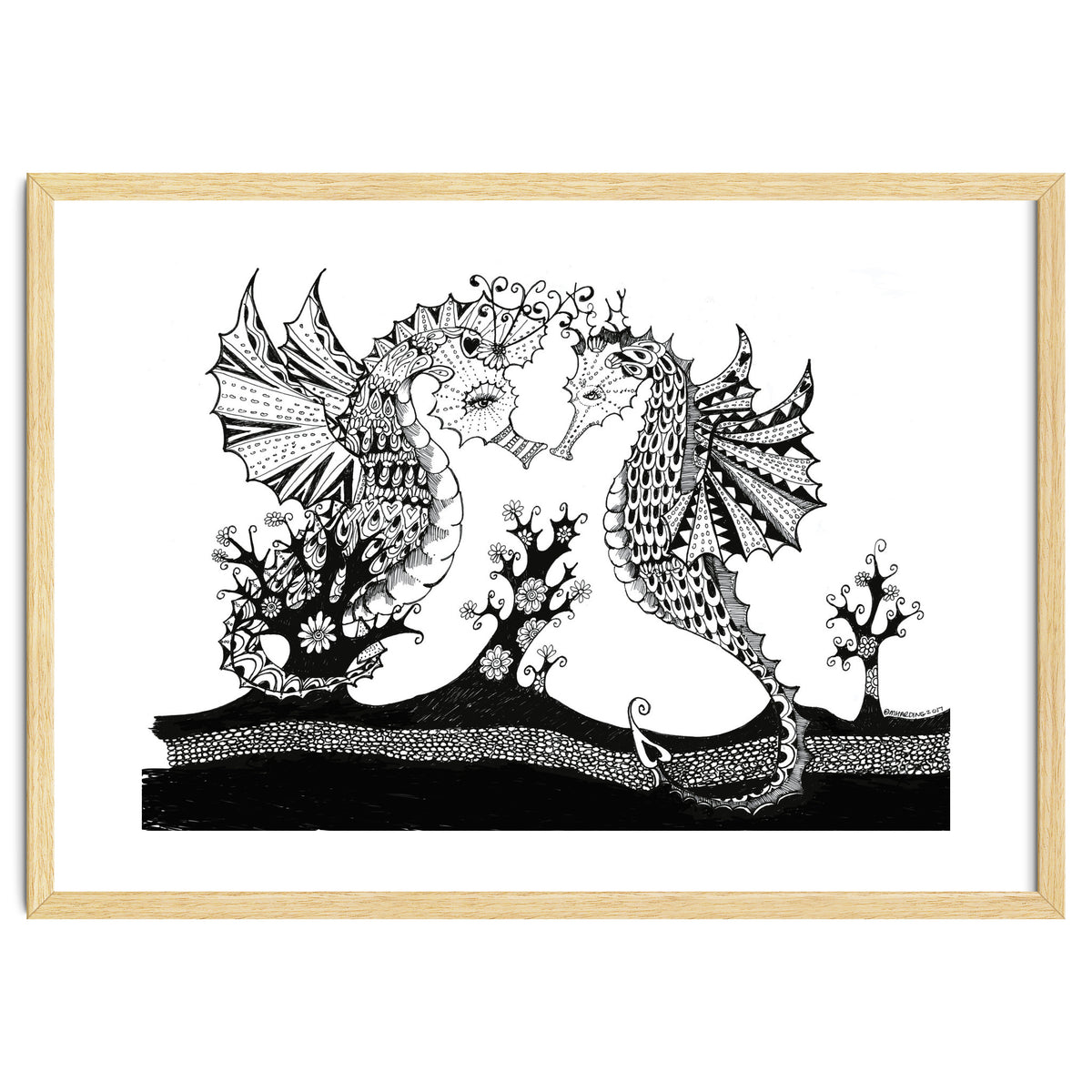 Seahorse Dragons Love Illustration