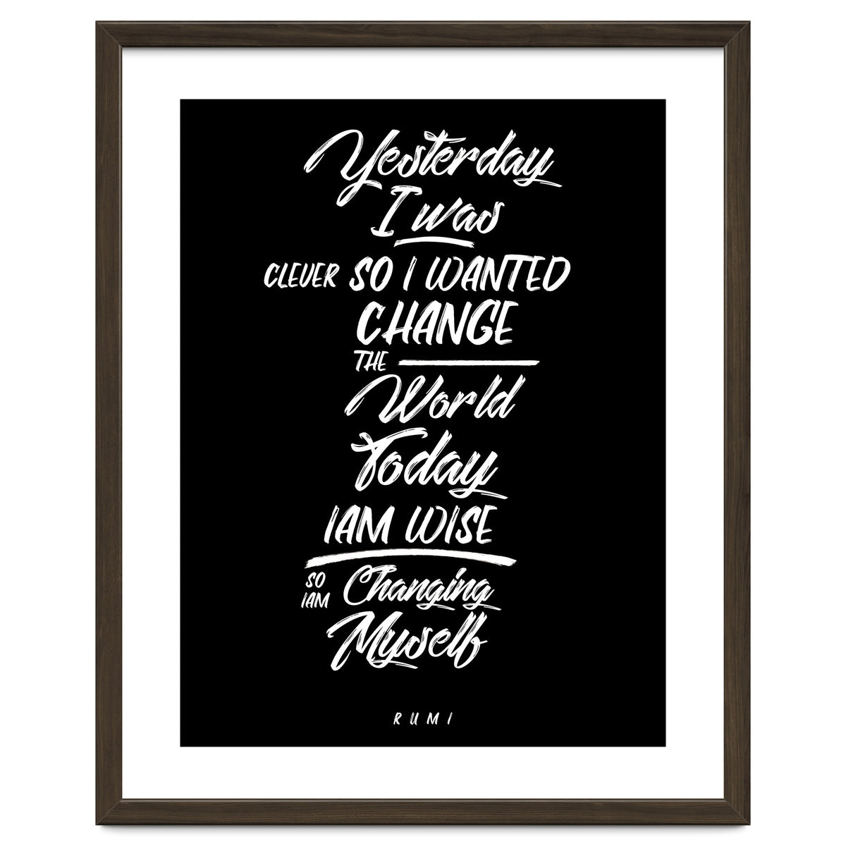 Changing Myself - Rumi Quote Typography