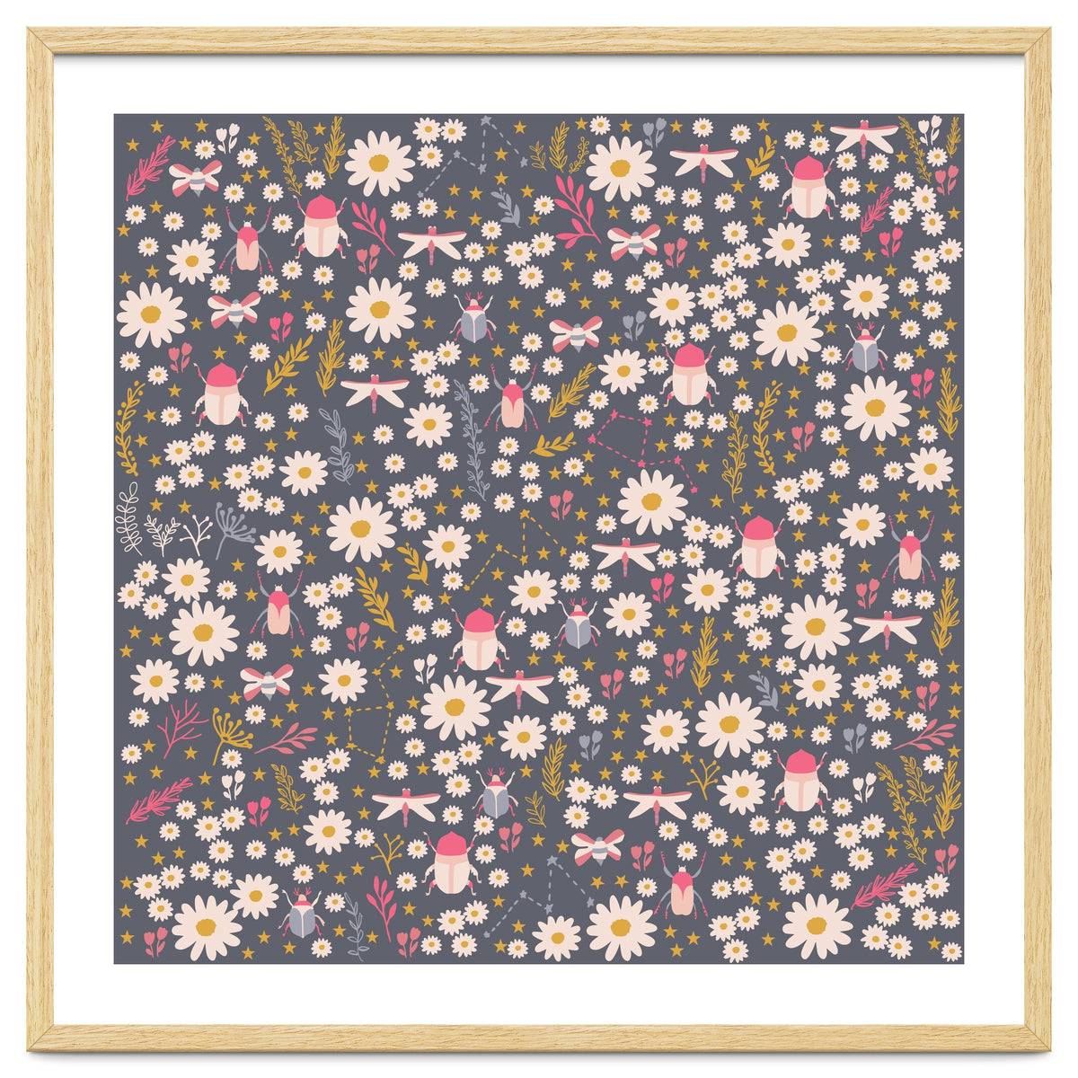 Cute bugs on a meadow