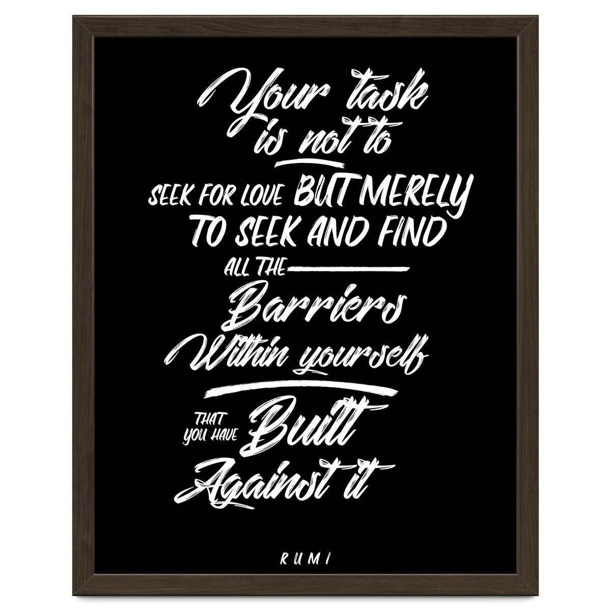 Don't Seek For Love - Rumi Quote Typography