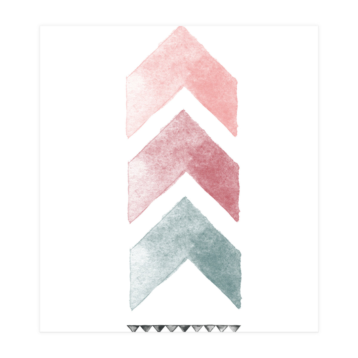 Pink And Blue Watercolor Chevron (Print Only)