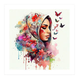 Watercolor Floral Muslim Arabian Woman #4 (Print Only) thumbnail