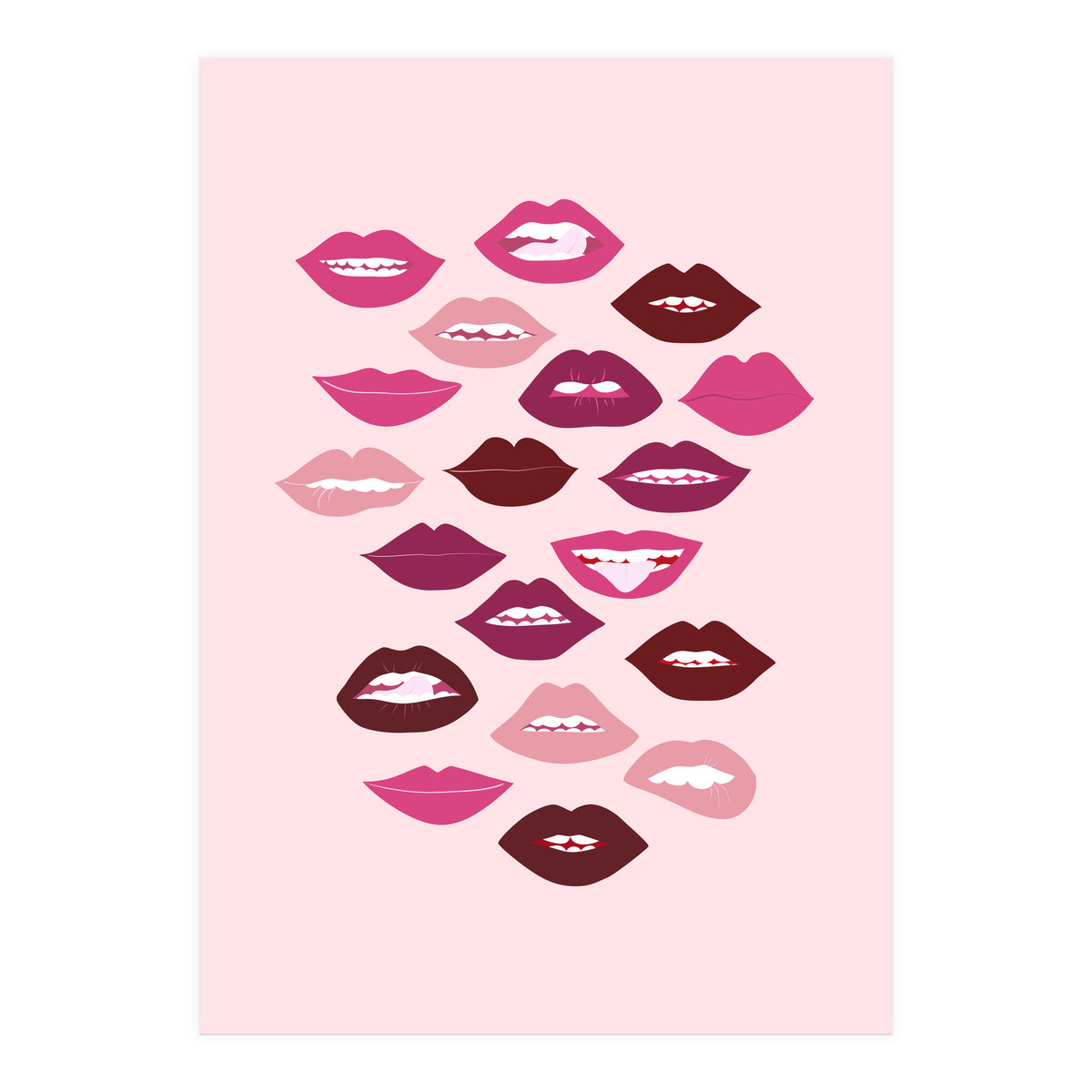 Lips Dark on Pink Background (Print Only)