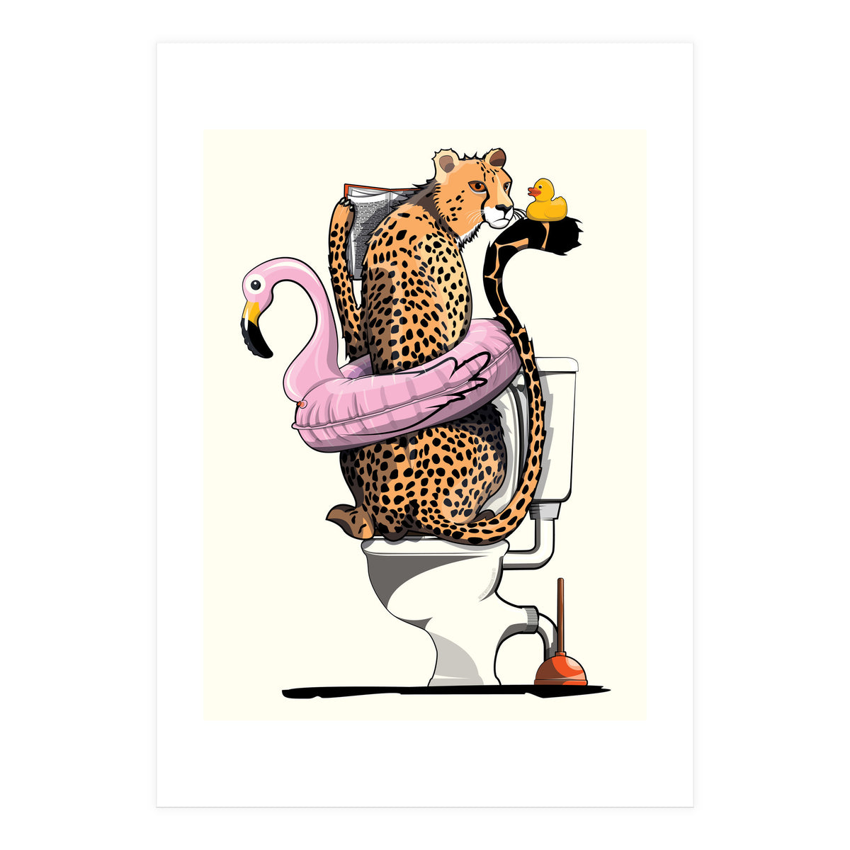 Cheetah on the Toilet, Funny Bathroom Humour (Print Only)