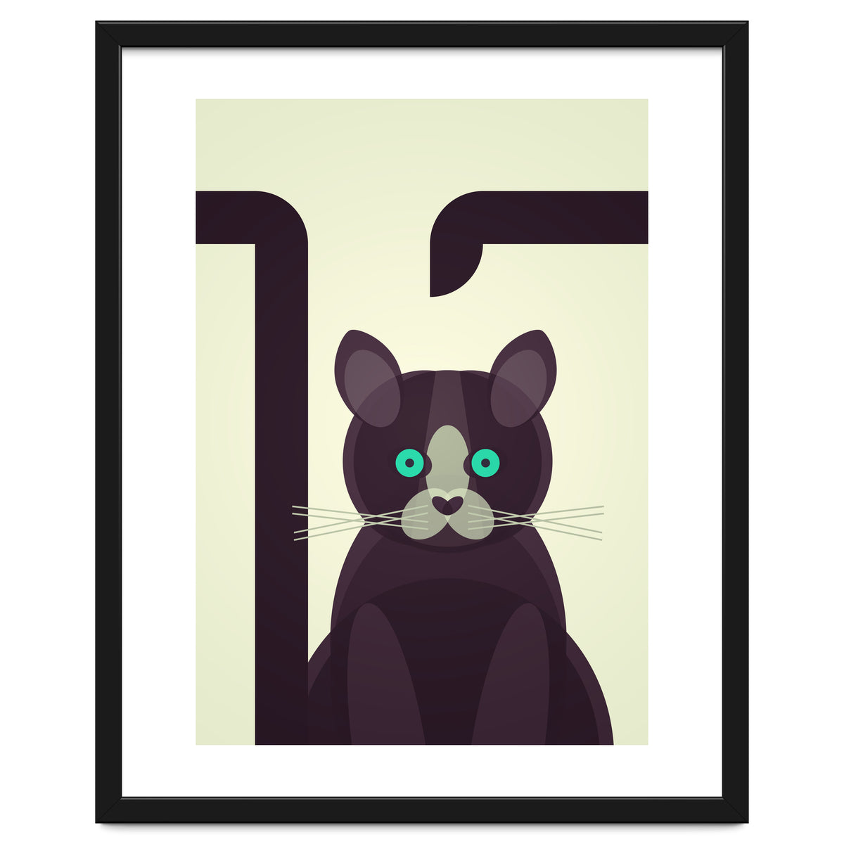 Mid Century Geometric Black Cat