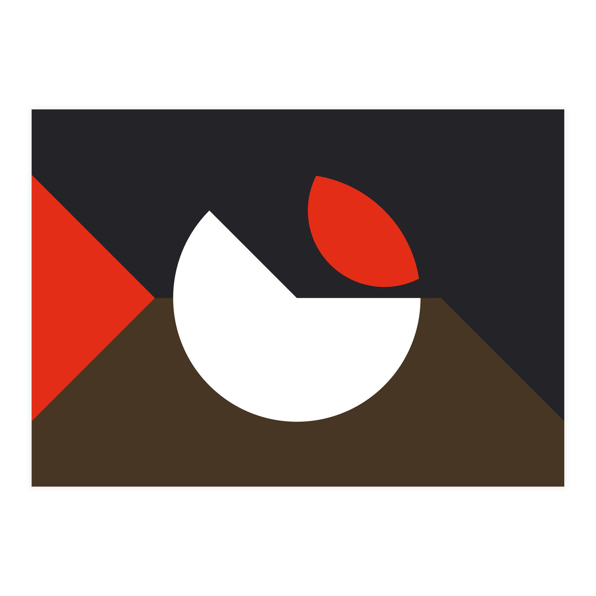 Geometric Shapes No. 10 - brown, dark blue & red (Print Only)