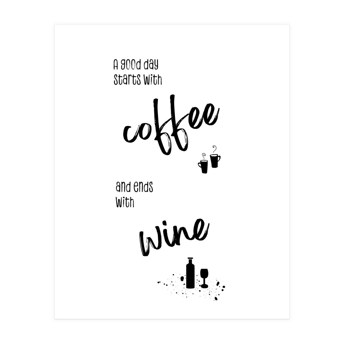 A good day starts with coffee and ends with wine (Print Only)