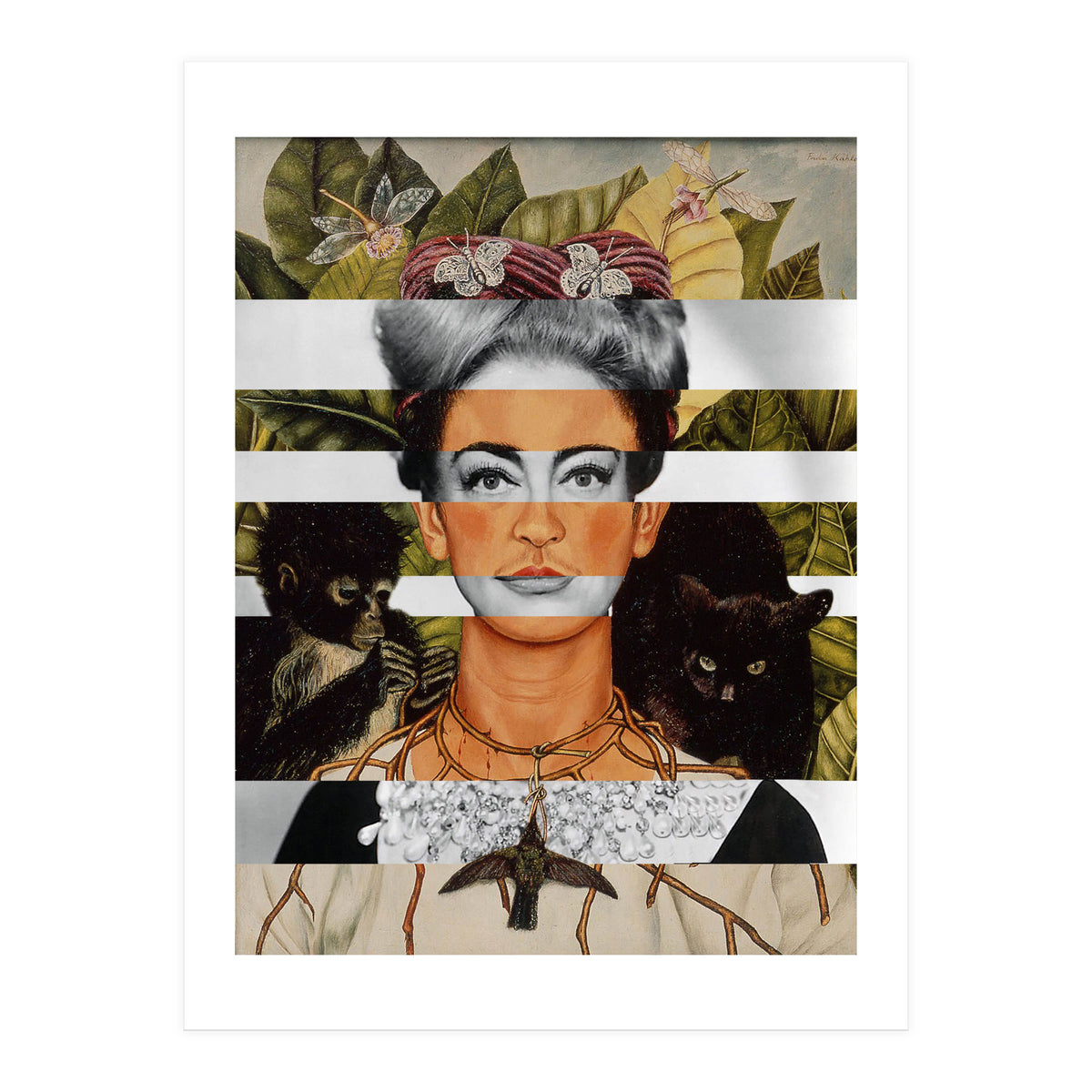 Frida Kahlo "Self Portrait with Thorn Necklace and Hummingbird" & Joan Crawford (Print Only)