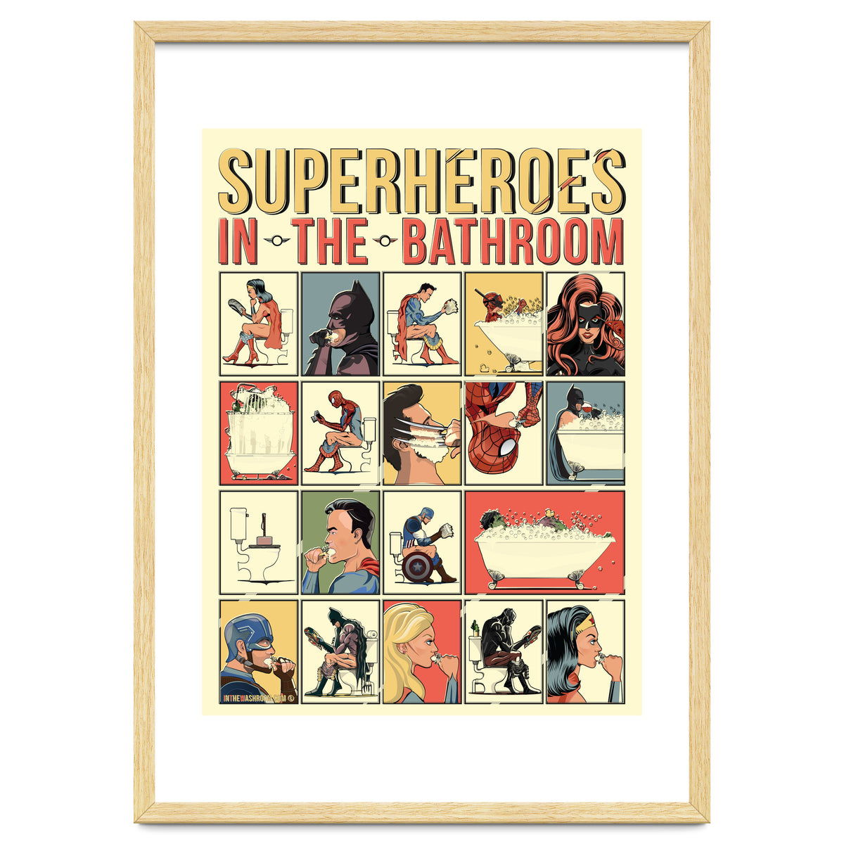 Superheroes in the Bathroom, funny Bathroom Humour