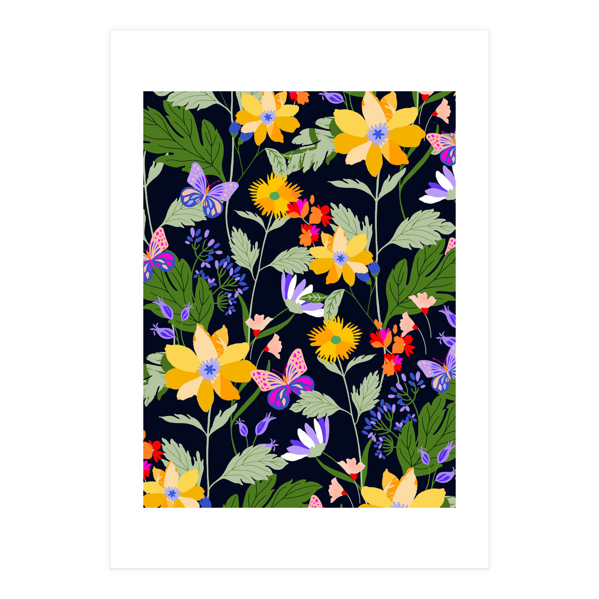 Flowers and butterflies (Print Only)