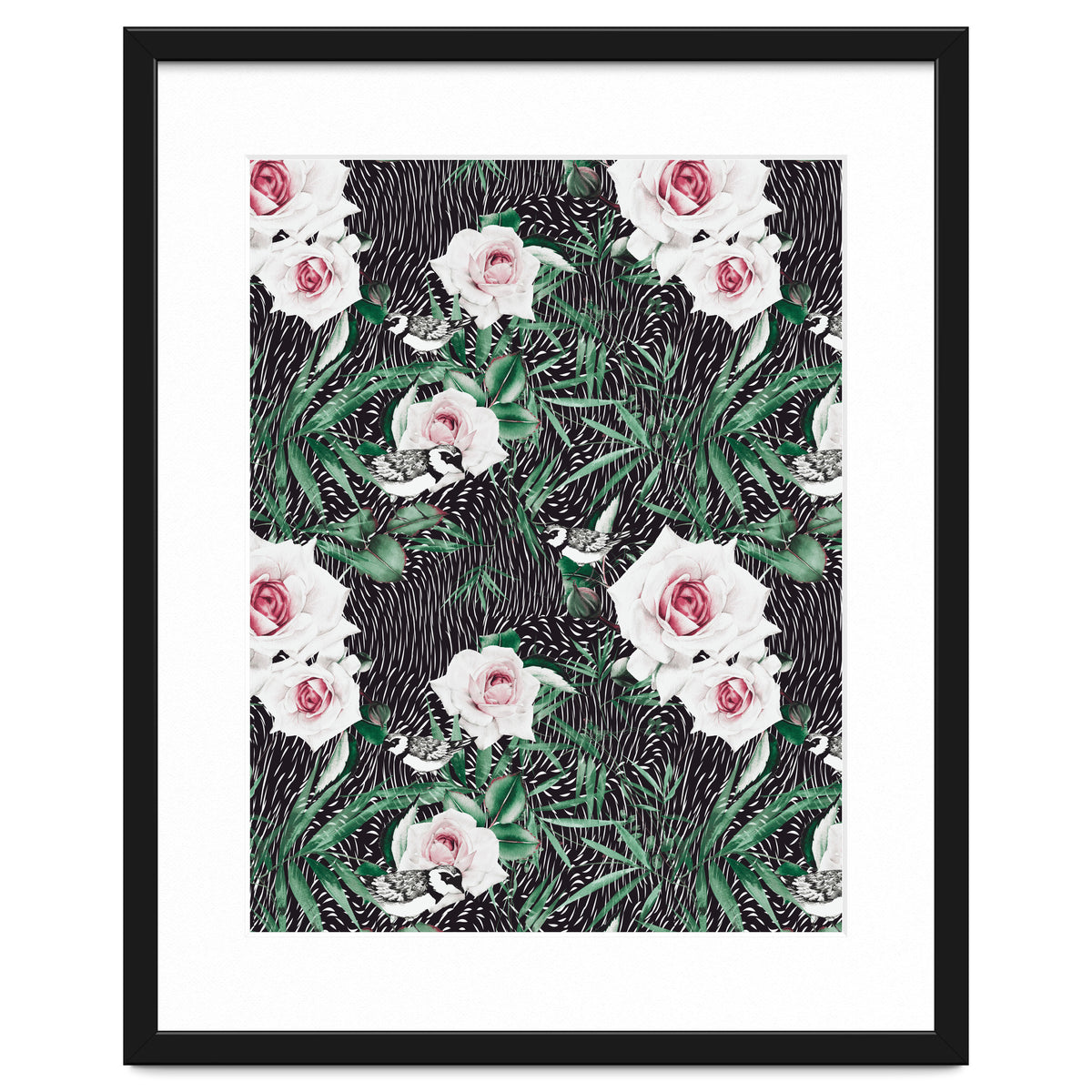 Dark flowery abstract of birds