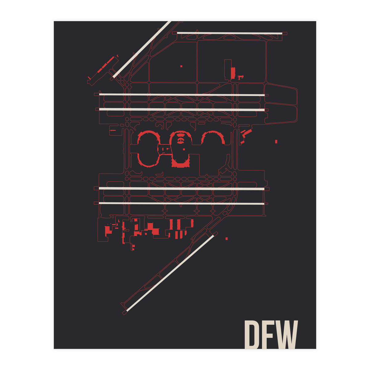 Dallas/Fort Worth Airport Layout (Print Only)